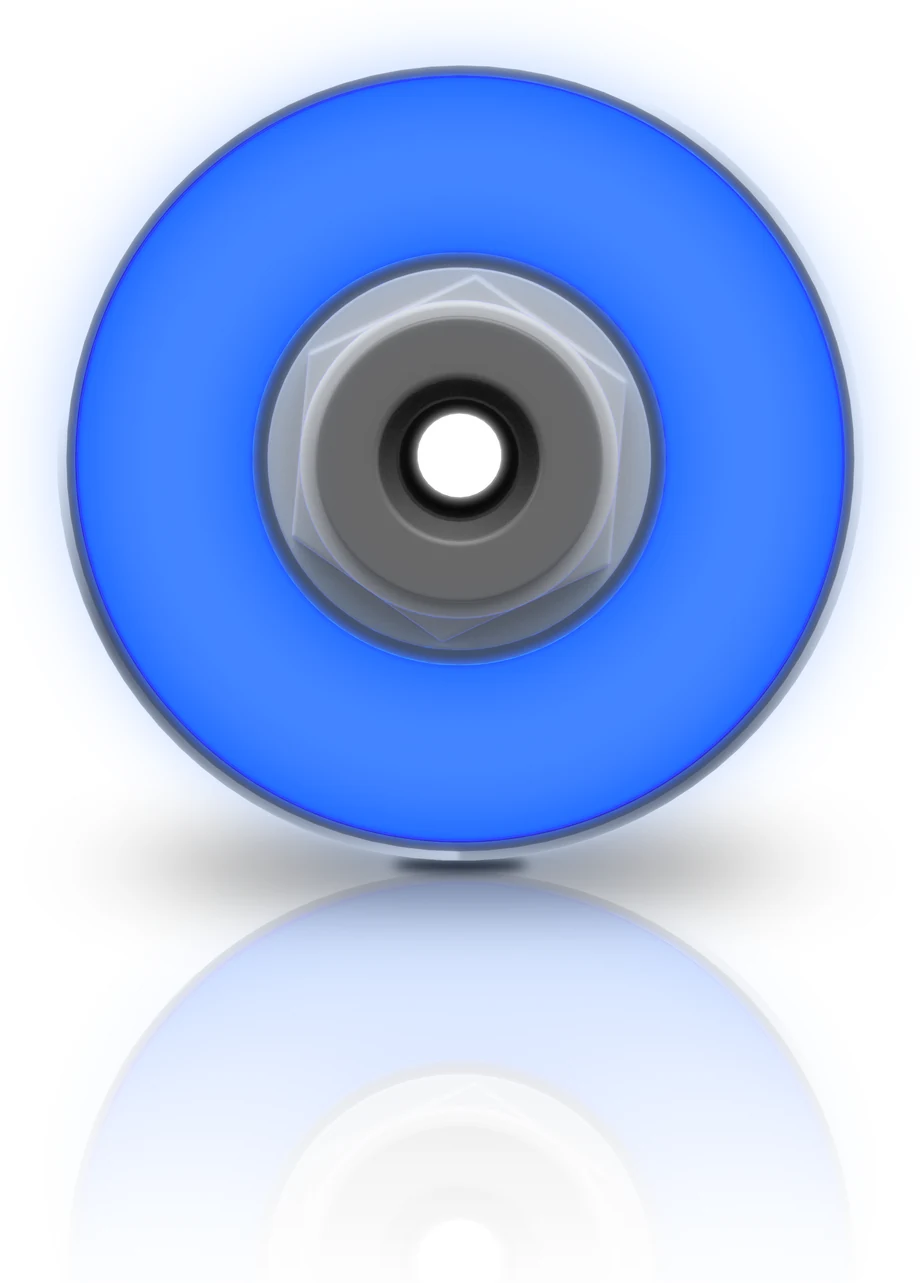 Blue illuminated ring on the end of the SKWEIT® UVC sterilizer, indicating the unit is powered and in standby